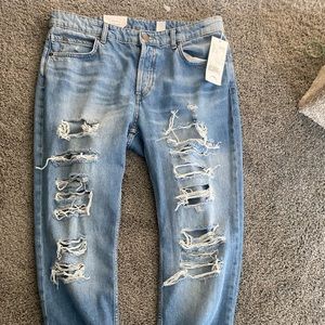Ripped blue jeans